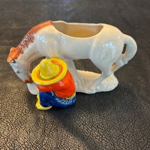 Vintage planter Horse and man taking siesta
